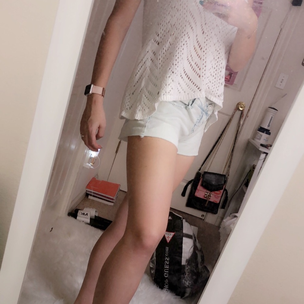 Light blue denim shorts